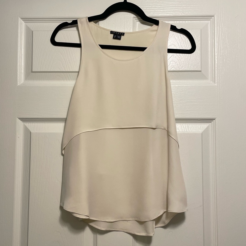 Theory ivory silk top